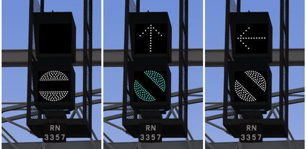 At Daventry International Rail Freight Terminal (DIRFT) there are fixed aspect danger signals on the departure and arrival lines.