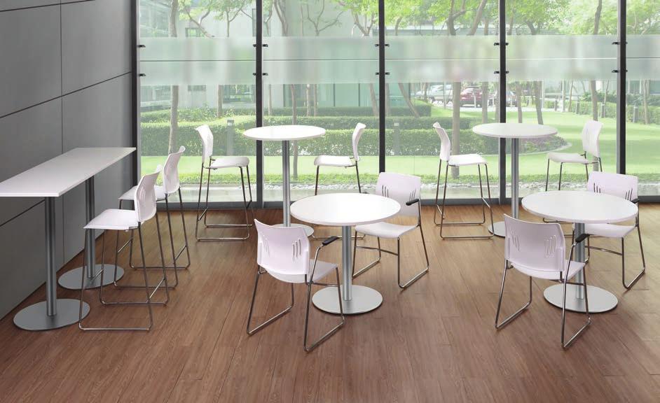 BISTRO AND MULTI-PURPOSE SEATING Shown with Classic meeting and Bistro tables (see pgs. 30 and 31) Tela Seating Strong, slim, and durable, the Tela Series gives practicality a stylish new name.