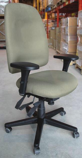 adjustable seat depth and tilt, adjustable back height and tilt, swivel multitilt mechanism, five-prong base with dual wheel carpet casters, 250 lb weight capacity.