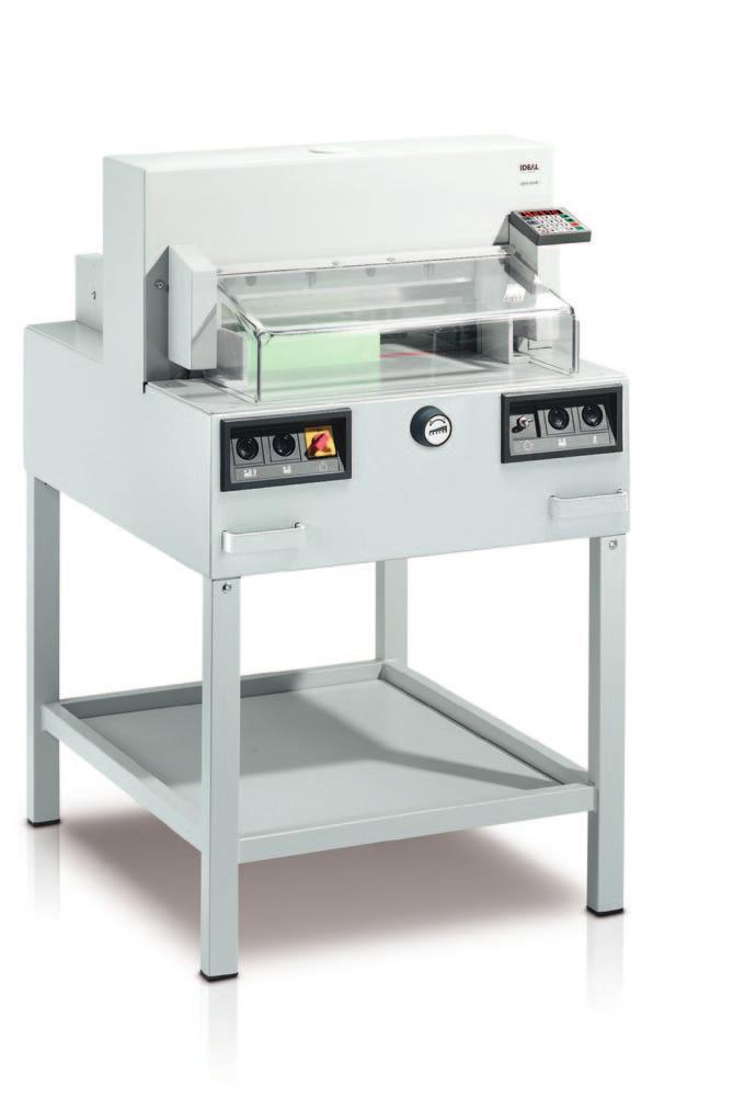 IDEAL 4850-95 EP Guillotine with automatic clamp and programmable EP power backgauge 475 mm cutting length. Electro-mechanical blade and clamp drive.