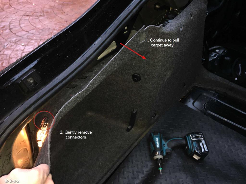 pulling carpet away from side panel, over fixing
