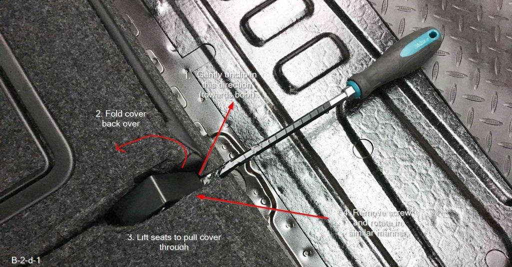 d. Remove retaining cover and seat mount clip [1 screw] by inserting