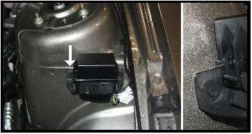 16. Position the Relay Box onto the drivers side Strut Tower with the top of the mounting brackets in line with the strut tower metal seam. Refer to Figure 11 inset.