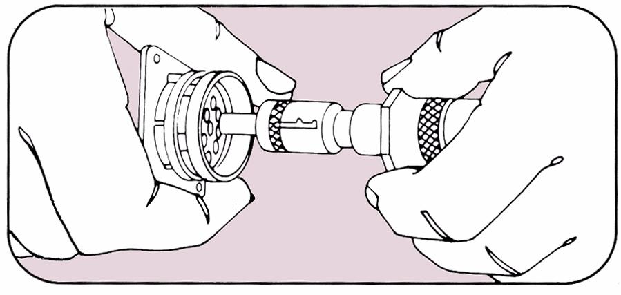 When contact has entered rear seal portion of insert, maintain alignment of contact and tool parallel to, and in line with hole. Insert contact to full depth.