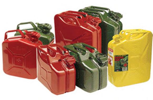 JERRY CANS - Metal CODE APPLICATION QTY 43M0959 5L PAINTED TINPLATED UTILITY CAN pair 43M1000 5L METAL GREEN JERRY CAN each 43M1096 10L METAL RED JERRY CAN - UNLEADED each 43M0996 10L