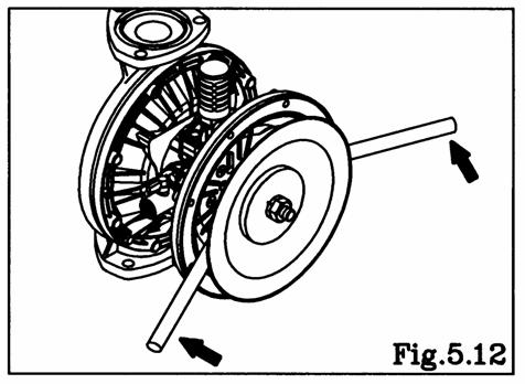 Draw the center disk to one side (exclude B_H, B_S types cf.fig.5.10). and install the out chamber. tighten the bolts temporarily.