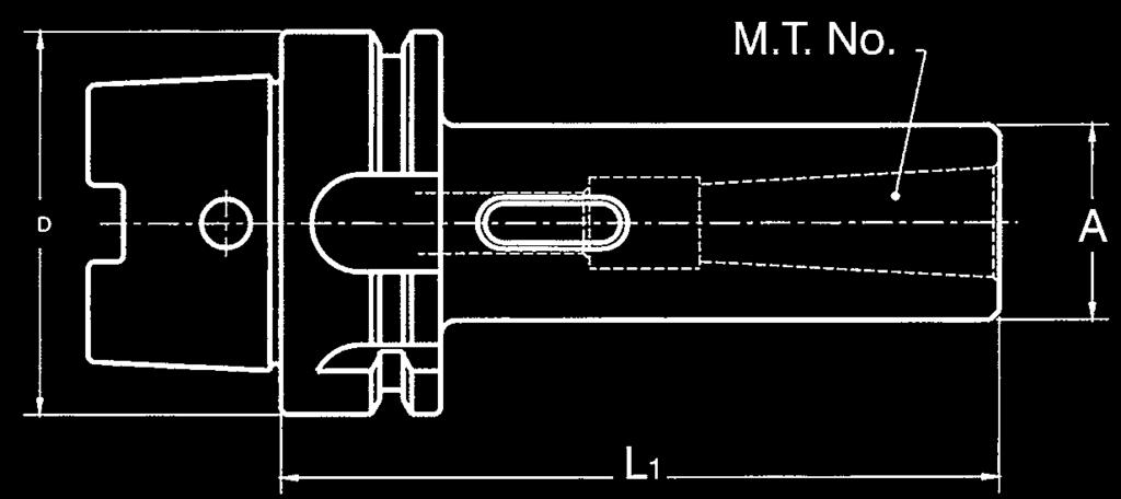 Morse Taper Holders HSK-A Flange Tools Taper Order No. Device Type M.T. No. L 1 (in) A (in) 63 592-500A HSK63A-MT1-100 1 3.