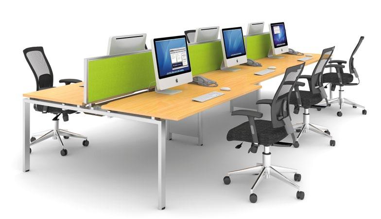 Adapt II - Bench desk system - Starter and Add-on desks Seats 6 1 starter and 2 add-on units 1200mm deep beech top and silver frame Starter unit E1216-SB-S-B Add-on unit E1216-AB-S-B Add-on unit