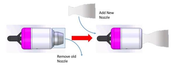 Figure 15. Nozzle replacement depiction The Nozzle will consist of a converging section that curves inward to compress and accelerate the air flow.