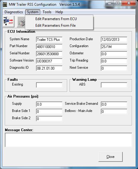 Figure 3 3. The GIO Selection screen appears. Click on the box adjacent to the label Tire Inflation System.
