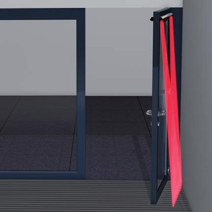 Door movement in the opening direction is stopped as soon as the sensor registers an obstacle. It is possible for the wall areas to be faded out by the safety sensors (teachable).