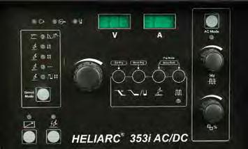 Wheel Remote 0700 300 663 Heliarc 35i AC/DC Panel Heliarc Technical data 283i AC/DC 353iAC/DC Setting range TIG AC/DC,A 4-280 4-350 Mains Supply V/Ph/Hz 400/3/50,60 400/3/50,60 Fuse type, A 20 25 Gas