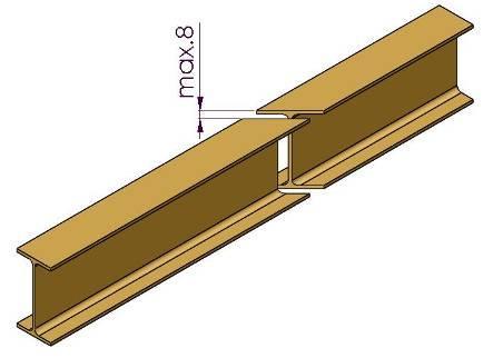 3.4.3 Girder joint for non-welded track beams For non-welded girder joints, the gap between beams may be at most 8 mm. The cut is at a 45 angle. Required tools and materials: NOTICE! Fig.