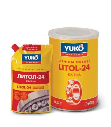 LITHIUM-BASED GREASES GREASES LITOL-24 A universal multipurpose antifriction waterproof grease CIATIM-201 Special antifreezing and high-heat grease 375 g 400 g 800 g 4,5 kg 9 kg 17,5 kg 170 kg Used