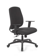 Suspension technique on seat, 1 ¾ high-density molded foam. Fabric cover with zipper on seat, replaceable in the field. All components finished in black.
