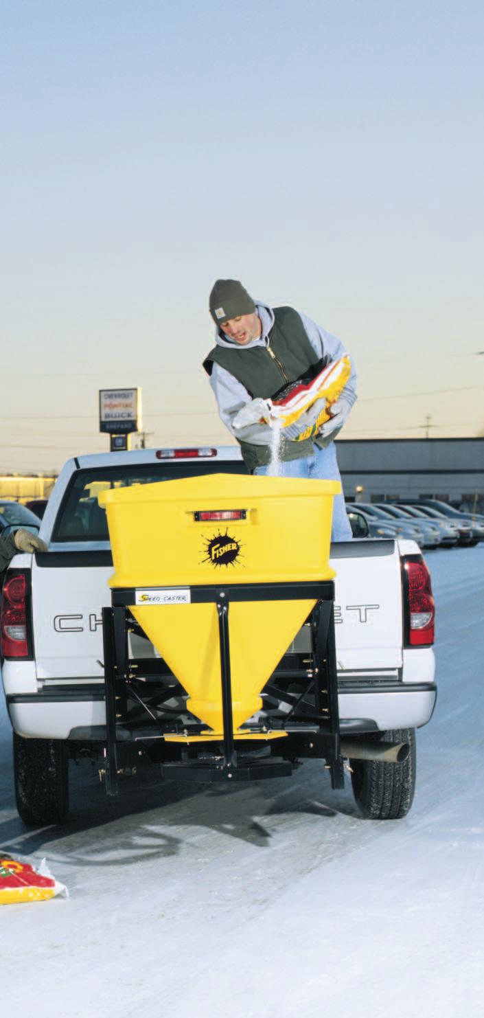 The FISHER line of SPEED-CASTER tailgate spreaders offers the ice control professional a choice of two spreaders ideal for parking lots of any size.