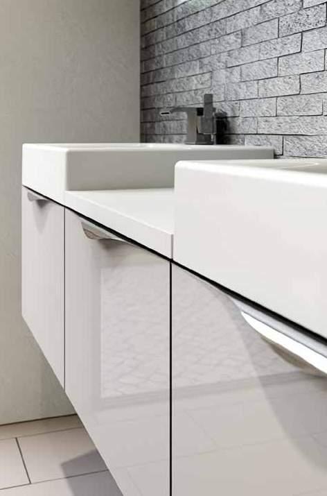 INLINE GLOSS - SIZZANO GREY The duo-edging of Sizzano is further complemented here by the Inline handle, creating a stunning