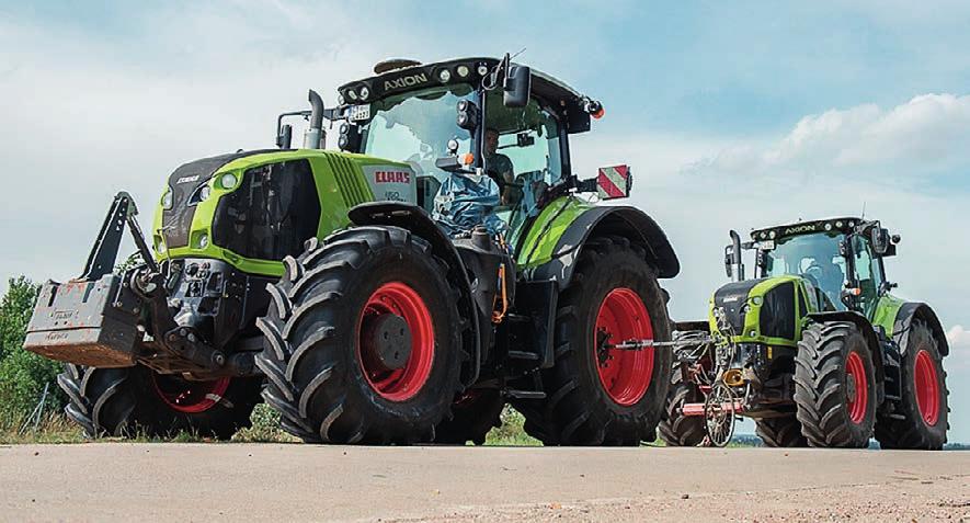 The Method The sets of tyres to be tested were first of all mounted on the test vehicle, in this case a Claas Axion 850 C-Matic with continuously variable transmission.