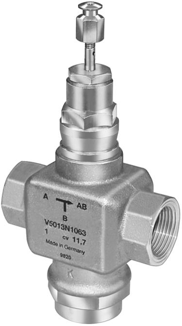 VN Three-Way Threaded Globe Valve FETRES PRODCT DT Red brass body with NPT-threaded connections. Stainless steel stem and brass plug. ow seat leakage rate (. percent of C v ).