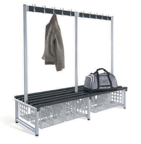 Single Sided Hook Bench > 1500mm wide complete with 8 Hooks > 2000mm wide complete with 10 Hooks > Dims: 405mm high (seat) x 350mm deep x 2 width options (1500mm or 2000mm) > Arrives ready