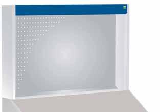 for system cupboards bott cubio Rear Canopies For mounting on lectern unit Rear wall with perforation Optional integrated lamp in upper panel, 8 W fluorescent tube, with 4 m of
