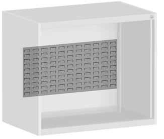 for system cupboards bott cubio Louvred Rear Wall Panels To accept accessories Cannot be mounted behind shelf, internal drawer, beech multiplex shelf Shelves can only be mounted in front of these