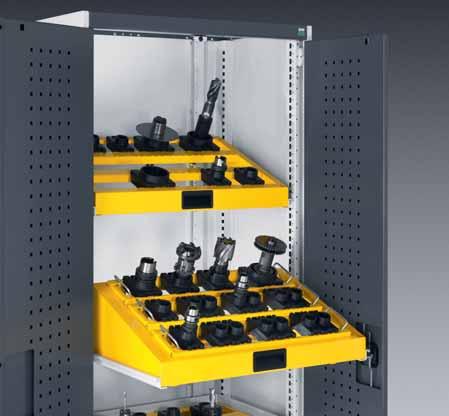 Locations Pull-out shelves for kitting with CNC tool
