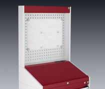 with safety lip Lockable integral boxes for pens/small parts Top tray