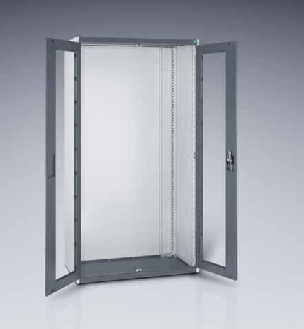 System Schubladenschränke with Width 300 bott cubio Electronic Locking Standard range Hinged doors with window Shelves (see table for