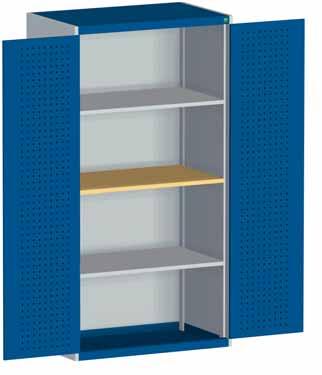 0V Hinged doors with perforated lining Shelves Beech multiplex shelf (5 thick) Dividers