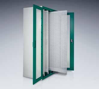 System bott cubio System with Vertical Sliding Panel With 4 vertical sliding panels that can be kitted on both sides Perfect organisation and see-at-aglance layout Net areas of the panels with 4