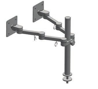 WORKSTATIONS & BENCHING: Nexus 60 Basic Dual Flat Panel Monitor Arm: Horizontal Articulation; Post Mount Articulates horizontally Factory pretensioned articulated head Factory pretensioned joints