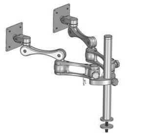 75 high aluminum post Mounts through worksurface, hole diameter 1 2 59 Full Function Dual Flat Panel Monitor Arm: Vertical and Horizontal Articulation; Post Mount 6 lockable positions for arm and