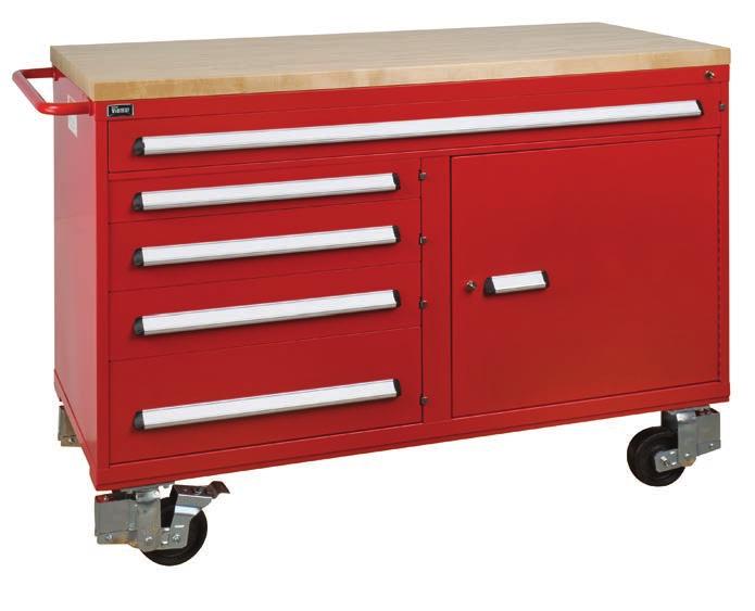 CABINETS: Workcenters PRECONFIGURED INDUSTRIAL WORKCENTERS Drawer capacity and drawer carriage system capacity 0 lbs. Heavy-duty casters, spring-loaded casters available, 900 lbs.