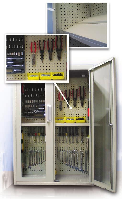 Or choose the solid hinged door option with metal pegboard inserts to optimize every inch of the cabinet Point-of-Use Storage: Store frequently used items where you need them.