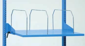 weight capacity Can be mounted in a forward or set-back position between uprights for maximum flexibility Prepunched holes accept vertical wire dividers (see below) Variable Angle Shelves Without Lip