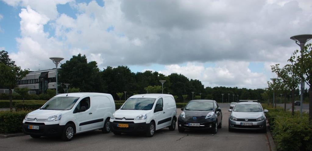 Figure 5: The cars included in the measurements from the left to right: Citroën Berlingo EV, Citroën Berlingo ICE, Nissan Leaf and VW Golf Variant. 5.2 Close ProXimity (CPX) Close proximity (CPX) measurements were carried out according to the ISO standard method described in [3].