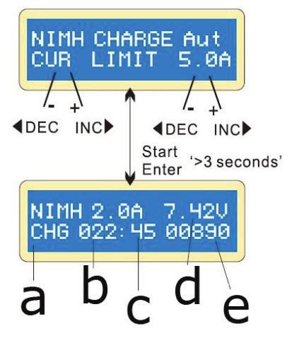 9.3 The Nickel Programme (NiCd, NiMH) Charging a NiCd/NiMH Battery in Charge Mode This programme will charge your battery using the user-set current.