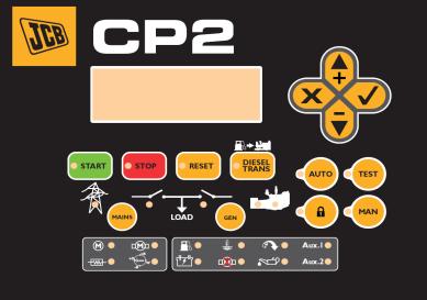 Control Panel JCB CP1 (Standard) The JCB CP1 control system is digital and has the capability to control, monitor and protect the generator.