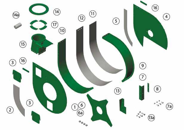 KOOIMA REPLACEMENT PARTS TO FIT 5000 SERIES JOHN DEERE FORAGE HARVESTERS Replacement parts produced by Kooima Company to fit JD 5000 Series 44 K35950 Outside fan sheet AE35950 148.00 ea.