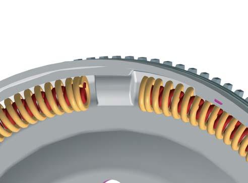 The inertia of the primary flywheel combines with crankshaft s to form one whole.