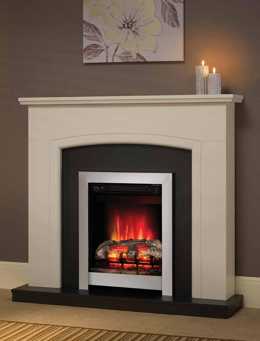 Hayden 1170mm (46 ) Electric fireplace in Soft White finish with an Anthracite back panel and hearth featuring a 16 Athena