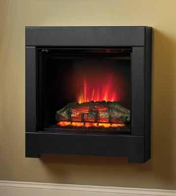 mounted electric fire featuring a curved Black glass