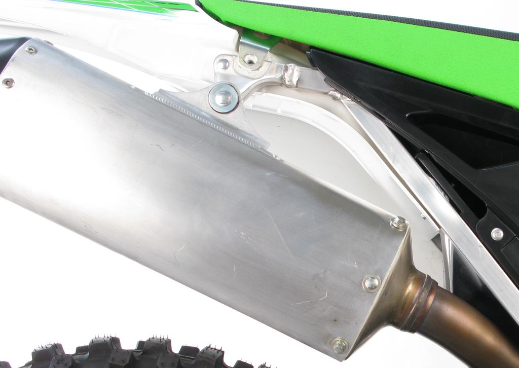 4. Unscrew the muffler s bracket bolt and carefully remove the muffler off the motorcycle (F 03).