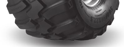 Flotation tyres offer a larger contact area and are therefore preferable in boggy terrain as they reduce compaction