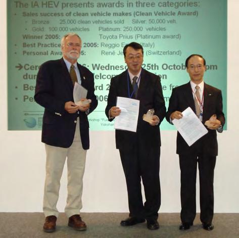 A: About IA-HEV 2 IEA IA-HEV Fig. 2.3 Three of the 2006 IA-HEV Clean vehicle award winners. From left to right: Mr. Hans Tholstrup (Australia), Mr. Akira Fujimura (Honda, Japan) and Mr.