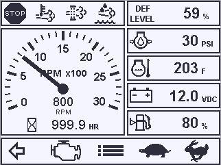 Once the engine is running (> 500 RPM), the engine information