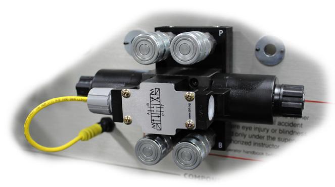 (4) quick-disconnects CLOSED-CENTER - SOLENOID-OPERATED (3-position, 4-way) MF100BH-DCV-CC-SO-3/4 Type of actuation: Spool centering: Valve size: Voltage: