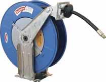 Hose Reels Metal Hose Reel - complete with Hose Heavy duty steel construction for a long life in both the industrial and automotive sectors Reel is coated with a durable blue powder coated fi nish