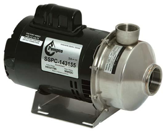 STAINLESS STEEL CENTRIFUGAL SSPC Efficiency: The SSPC pump is one of the most efficient pump on the market.